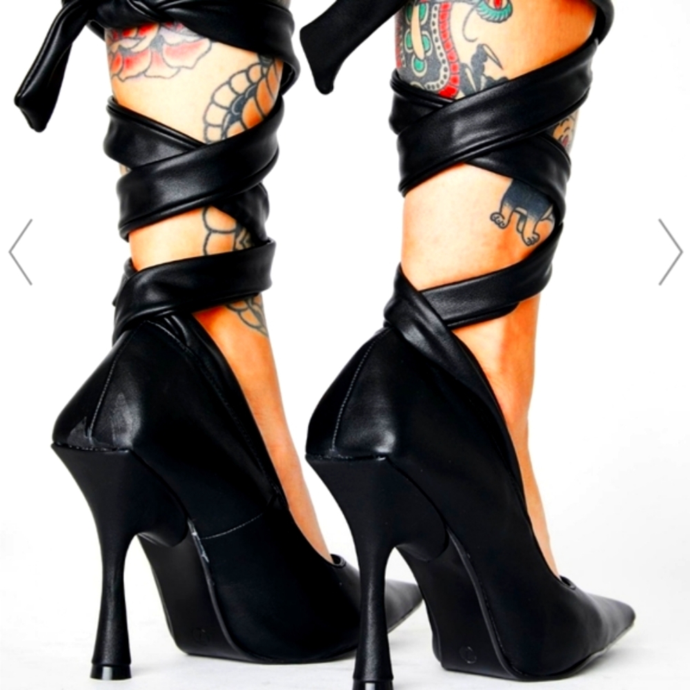 Dolls Kill Throwing Shapes Lace Up Heels rare